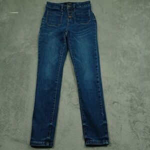 Judy Blue Jeans Womens 28 Blue Denim Skinny Button Fly Distressed Stretch Preppy